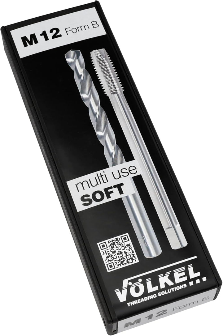 VÖLKEL Twinbox Set 2-teilig | Maschinengewindebohrer + Spiralbohrer | DIN 371, M12 x 1.75 | HSS-E Ge