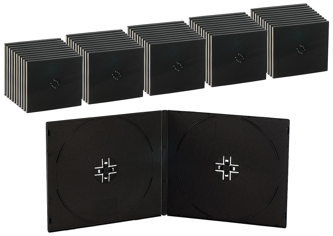 PEARL Hüllen: Doppel CD Slim Soft Boxen im 50er-Set, 7 mm, schwarz (DVD Hülle, Hülle für Doppel-CD,