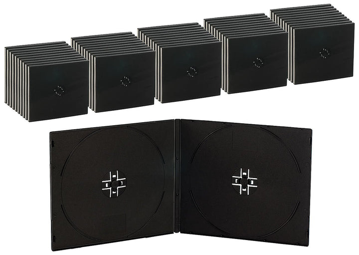 PEARL Hüllen: Doppel CD Slim Soft Boxen im 50er-Set, 7 mm, schwarz (DVD Hülle, Hülle für Doppel-CD,