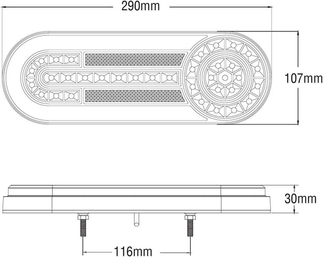 D-TECH 2Pcs LED-Anhänger Rücklicht, Bremslicht, Rückfahrnebelscheinwerfer, Neon-Effekt Rücklicht, dy