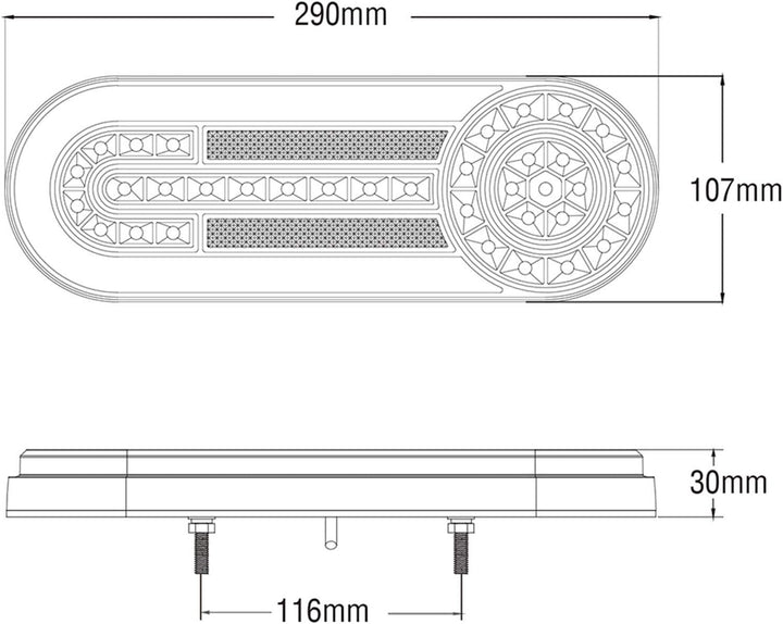 D-TECH 2Pcs LED-Anhänger Rücklicht, Bremslicht, Rückfahrnebelscheinwerfer, Neon-Effekt Rücklicht, dy