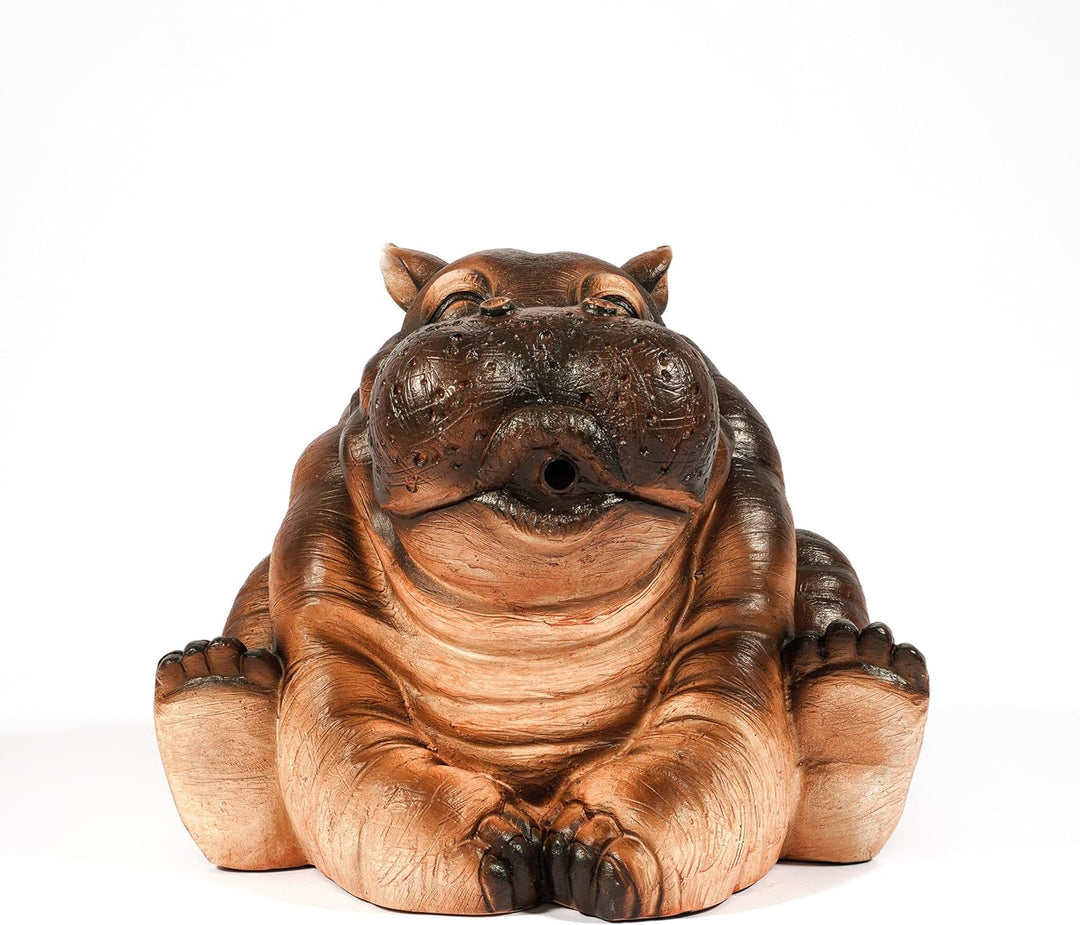 esotec Wasserspeier Figur Flusspferd Hippo, Einzelfigur Teichfigur Gartenstatue Brunnenfigur Gartent