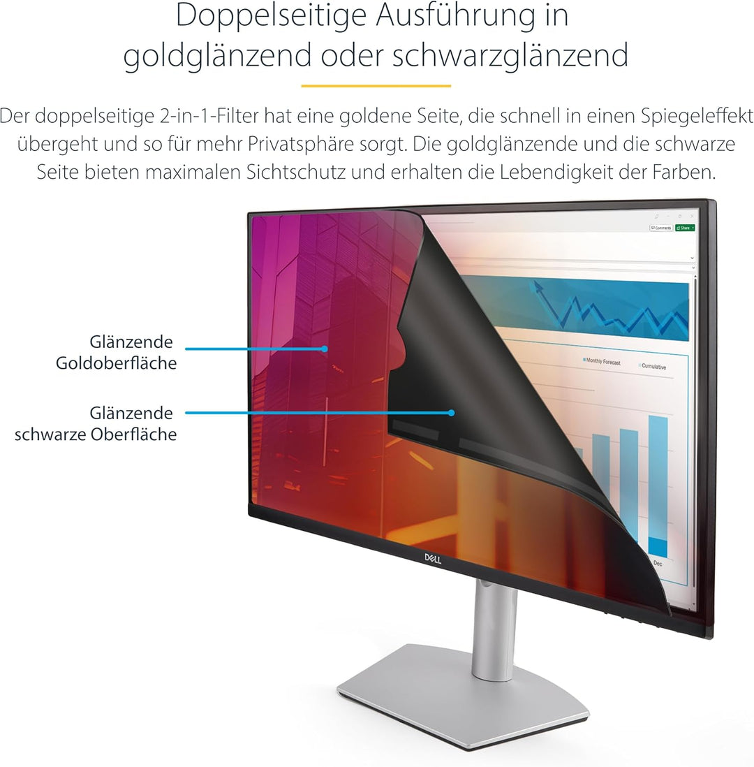 StarTech.com 23.8-inch 16:9 Gold Monitor Privacy Screen, Reversible Filter w/Enhanced Privacy, Secur