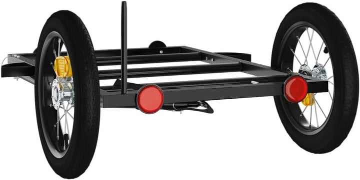 Mangloder Fahrradanhänger Schwarz 122x53x Eisen mit Deichsel, Zuladung, Sicherheitsflagge, ideal für