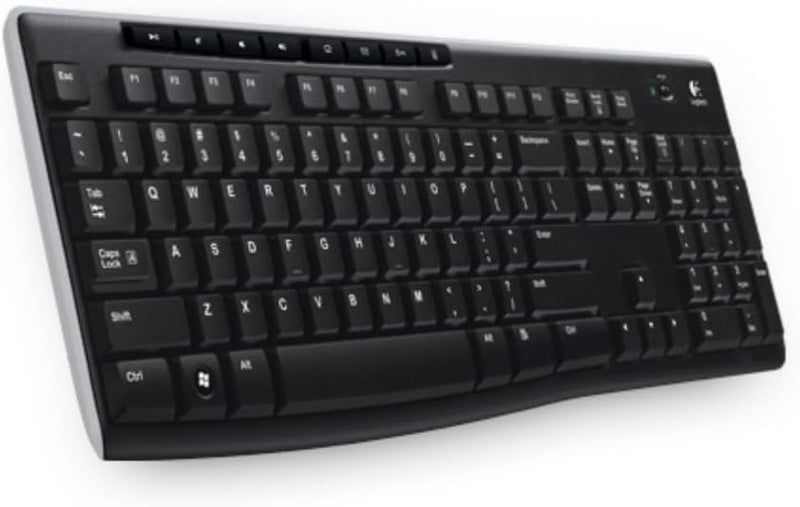 Logitech K270 Kabellose Tastatur, 2.4 GHz Verbindung via Unifying USB-Empfänger, 8 Multimedia- und S