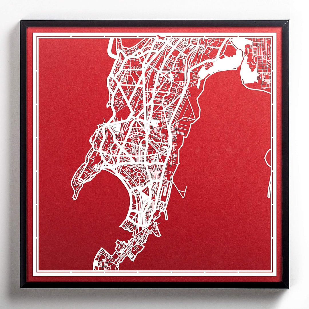 Mumbai Papierschnitt Karte Weiss 30x30 cm Papierkunst, Mumbai
