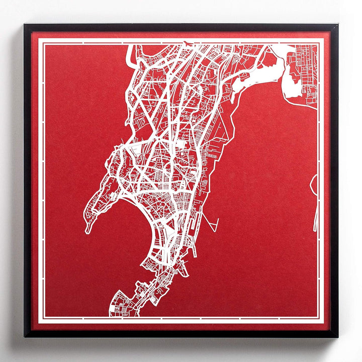 Mumbai Papierschnitt Karte Weiss 30x30 cm Papierkunst, Mumbai