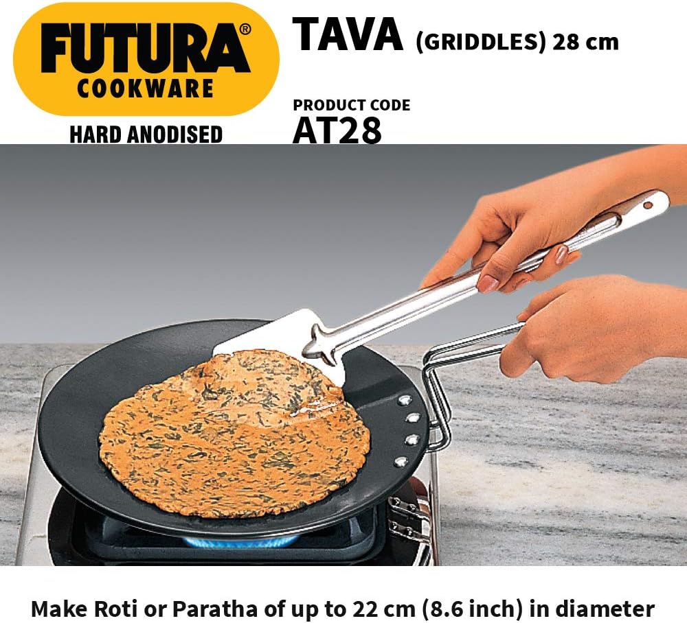 HAWKINS-Futura Harteloxierte konkave Grillplatte Tava, 27,9 cm Durchmesser 11 Inch, 11 Inch