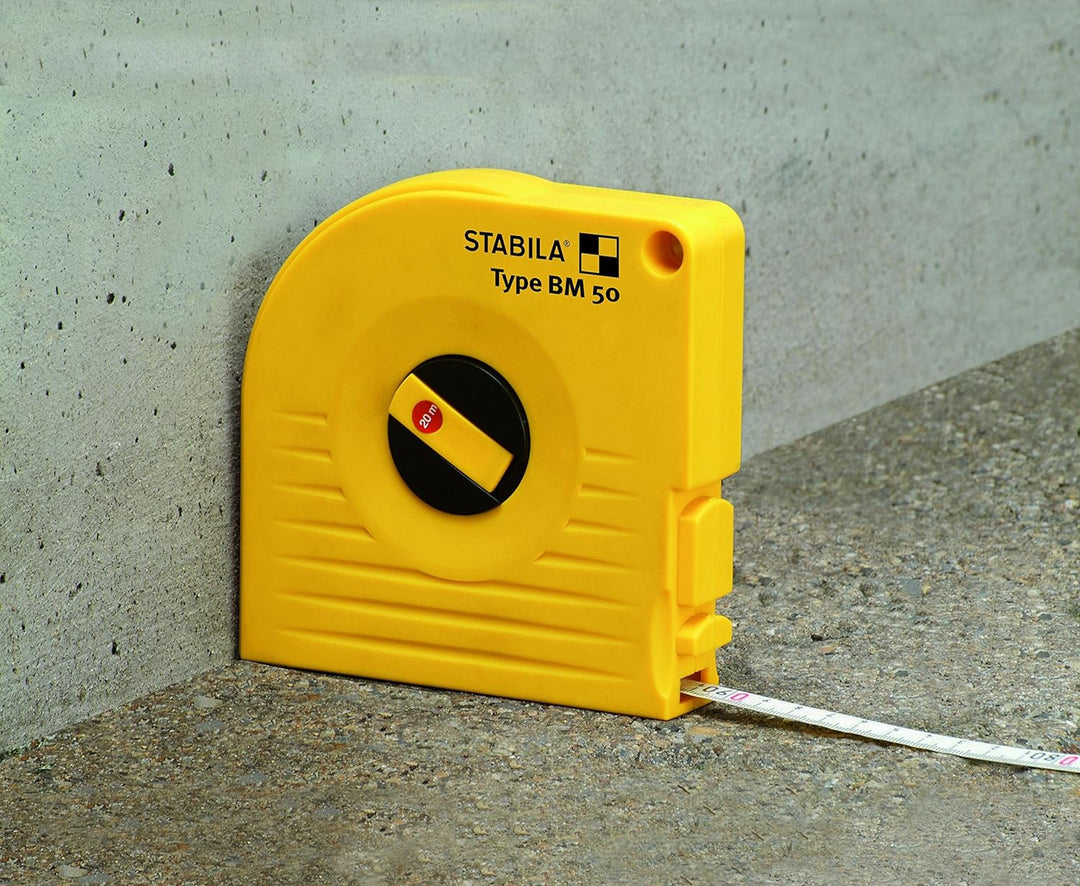 STABILA 17222 Bandmass BM 50 W, 30 m, weisslackiertes Stahl-Messband, mit Universalhaken