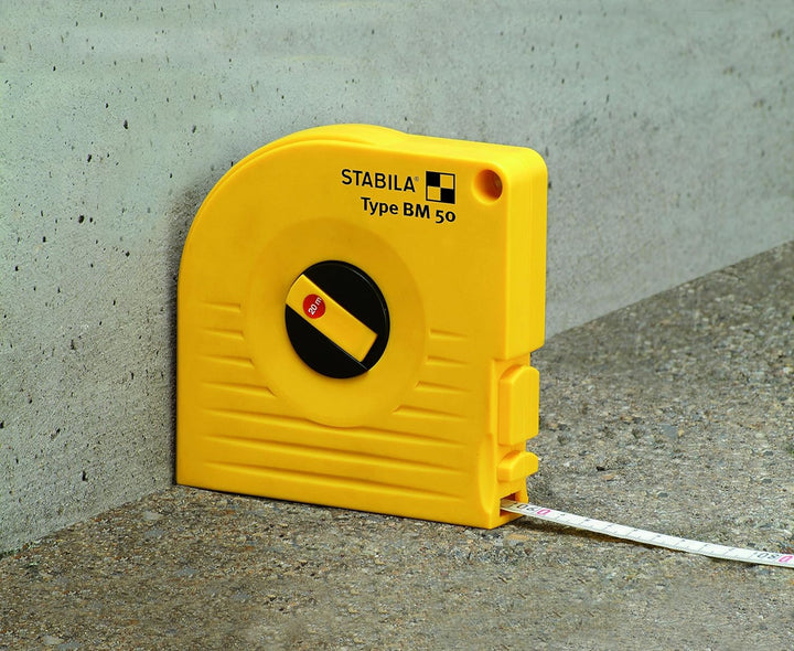 STABILA 17222 Bandmass BM 50 W, 30 m, weisslackiertes Stahl-Messband, mit Universalhaken