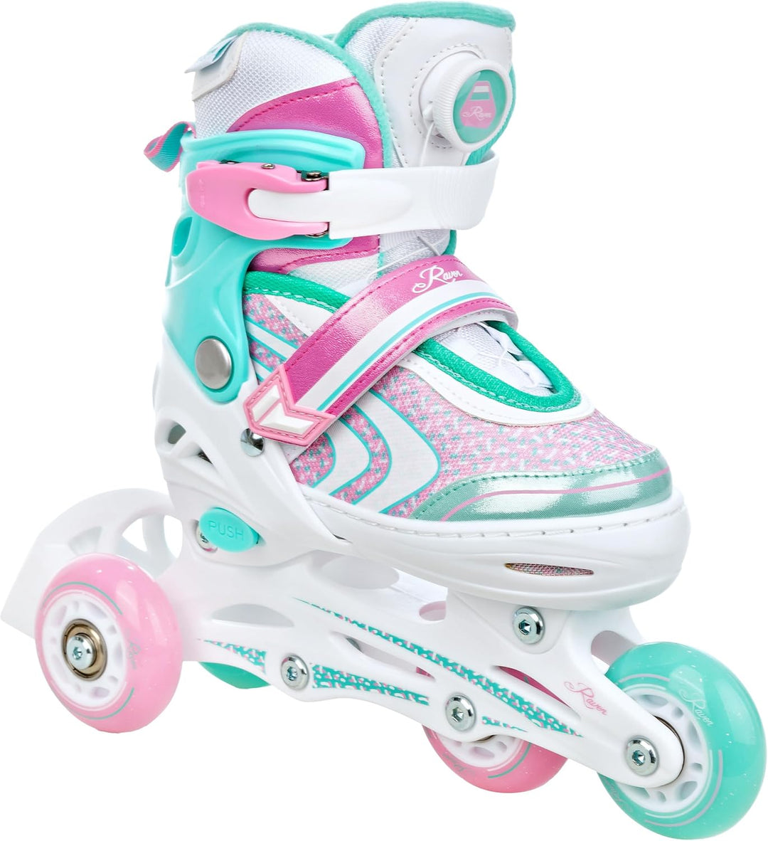 RAVEN 3in1 Inline Skates Triskates Rollschuhe Inliner für Kinder Mädchen verstellbar 27-30 (16,5cm-1