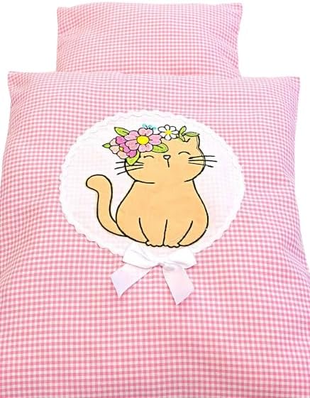 Generisch Puppenbettwäsche, Kitten, 2tlg. Set Bettwäsche Puppen Teddybär Puppen Wagen Bestickt mit B