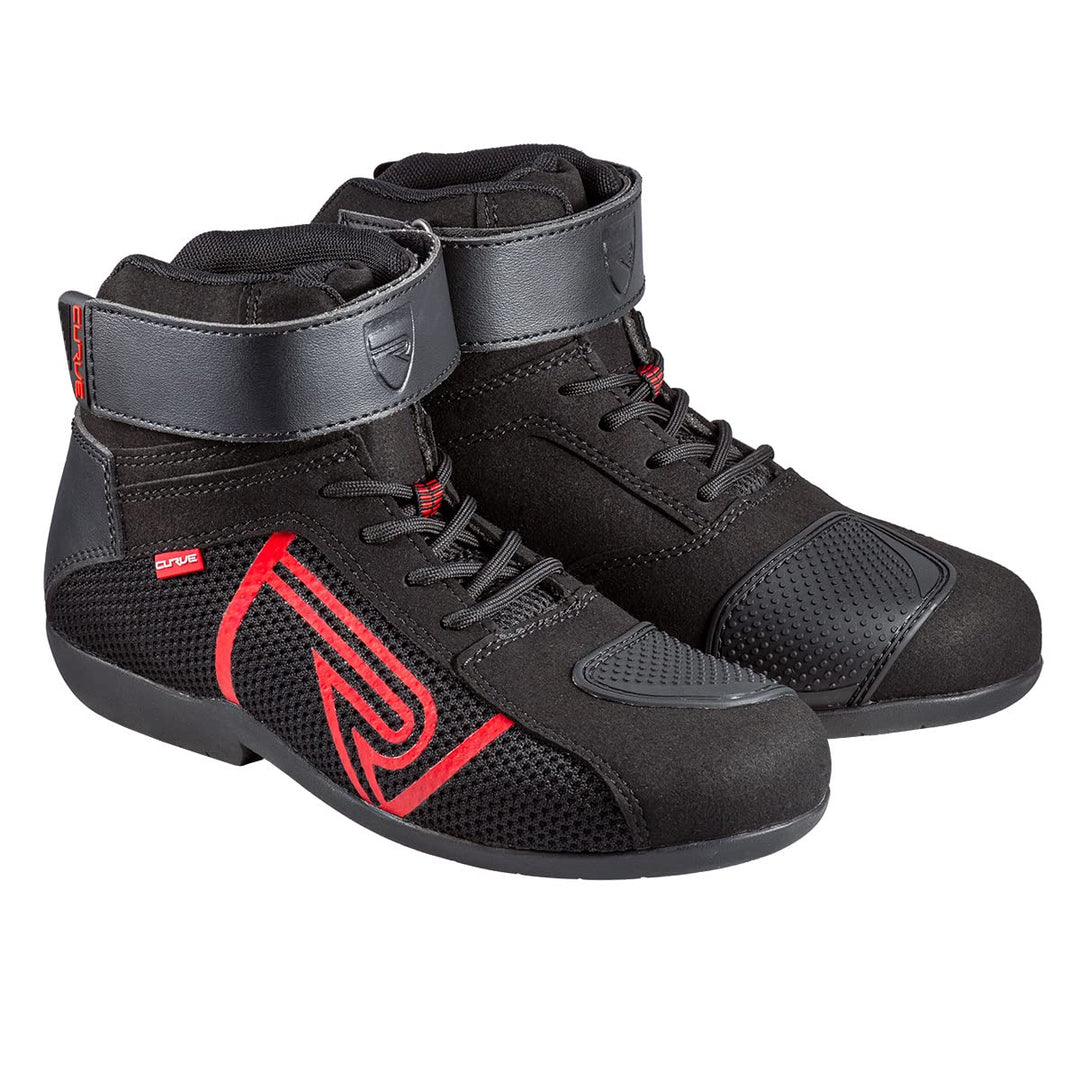 CURVE Rubi Vented Motorradstiefel, Mikrofaser, Knöchel- und Fersenschutz, Schnürverschluss, rutschfe