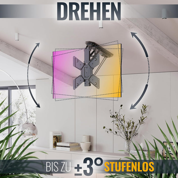 RICOO TV Deckenhalterung Elektrisch Klappbar Fernsehhalterung für 32-55 Zoll Fernseher Halterung Dec