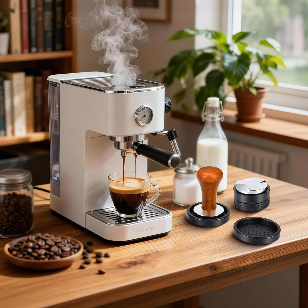 mobumeia Espresso Tamper 51 mm, Distributor 51mm, Espresso Zubehör mit Silikonkissen, Kaffeestampfer