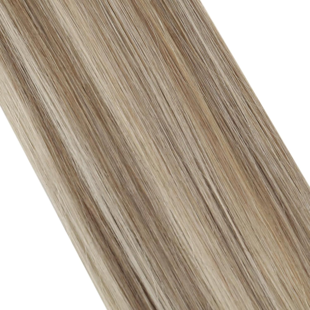 Moresoo Tape Extensions Blond Haarverlängerung Echthaar Tapes Hellbraun mit Platinblond Unsichtbare