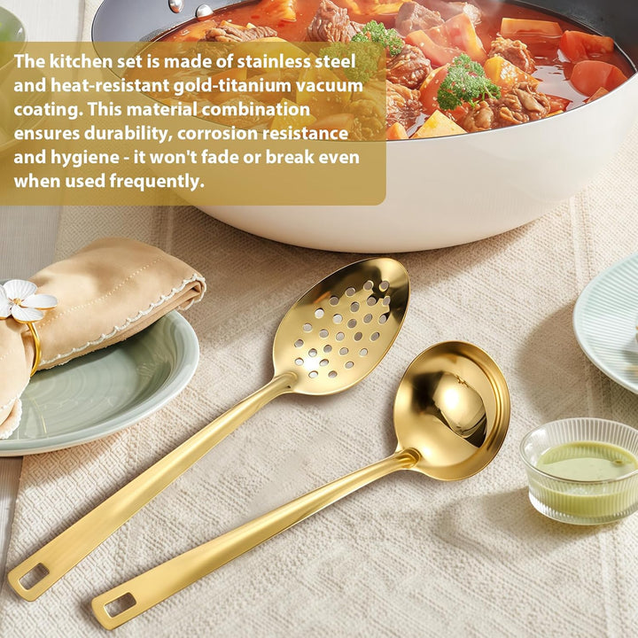 Gold Küchenutensilien Set 6-teilig, Edelstahl Kochutensilien Set, Küchengeräte Set, Home Essentials