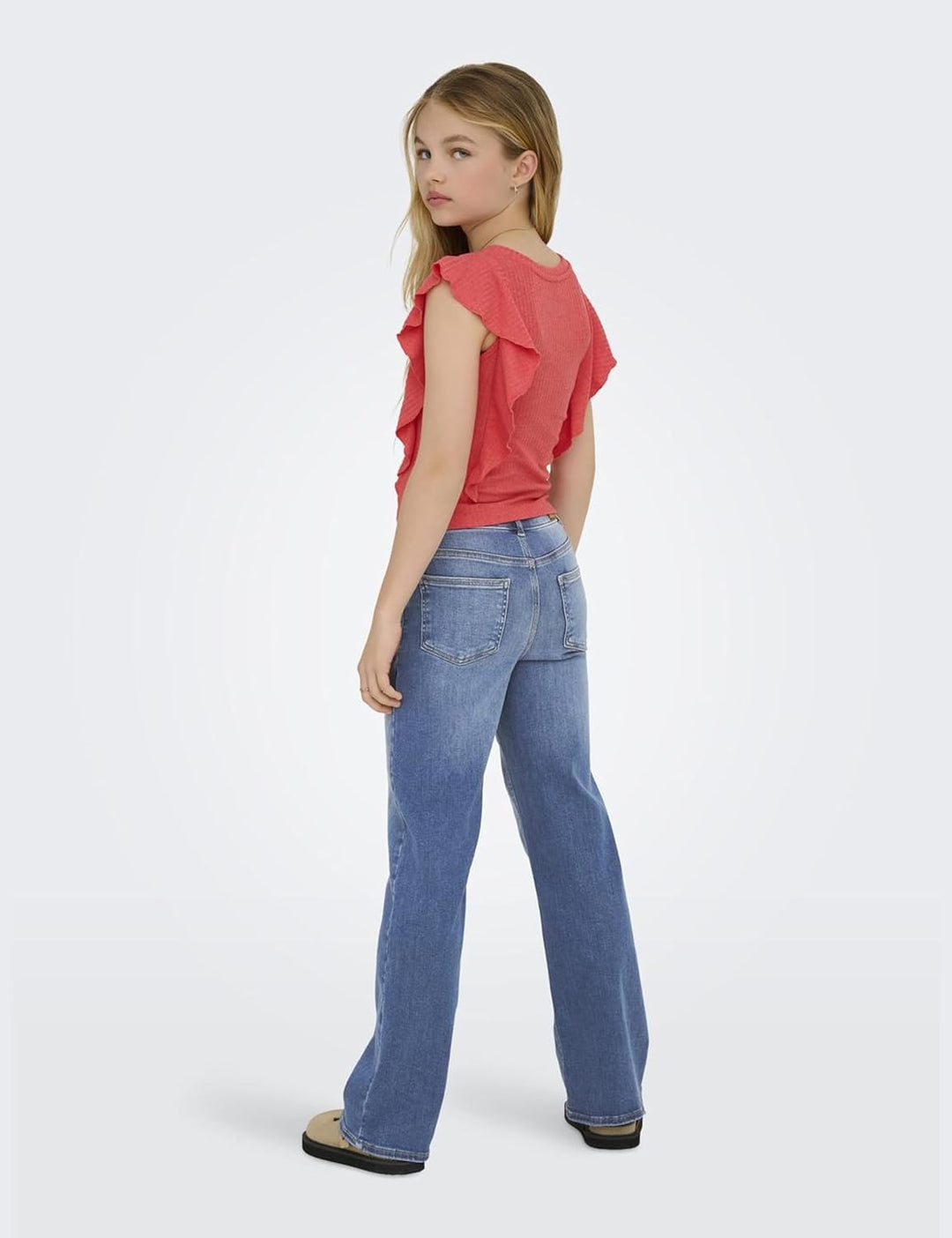 ONLY Girl Weit geschnitten Jeans KOGMADISON Mittlere Taille Gerade geschnitten Jeans 116 Medium Blue