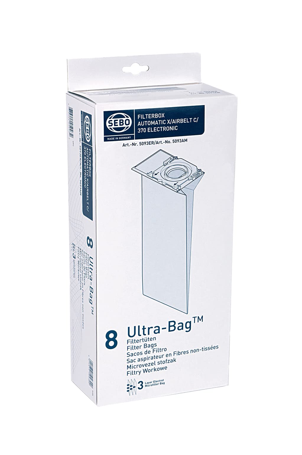 Sebo 5093ER Filterbox für Sebo Automatic X/ XP, Airbelt C, 370, G / 3-lagig mit Hygienedeckel/ 8 Ult