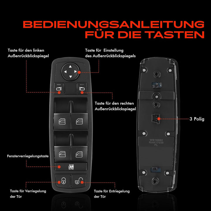 Fensterheber Schalter Schalteinheit Vorne Links für W169 W245 2004-2012