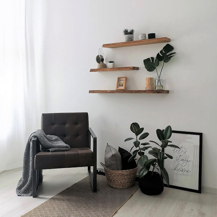1 Original BestLoft® Wandregal Ruby mit Baumkante aus Eiche Wandboard (70cm) Baumkante 70cm, Baumkan