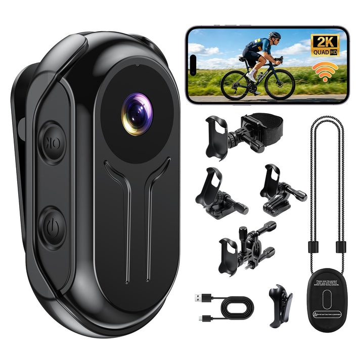 Action Camera 2K, Mini BodyCam Körperkamera 120° Weitwinkel Magnetische mit Display ActionCam für PO