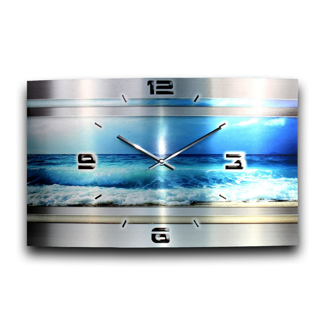 Kreative Feder Blue Ocean Metallic Designer Funk Wanduhr Funkuhr modernes Design * Made in Germany*