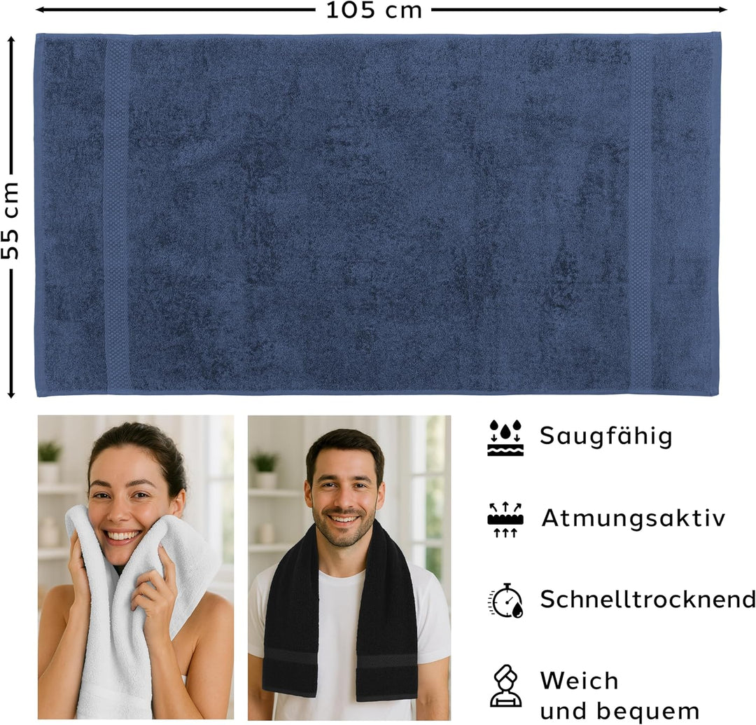 Caleffi Badetuch-Set, gross, 3 Stück, Grösse 55 x 105 cm, 100% Baumwolle, weich und saugfähig, ideal