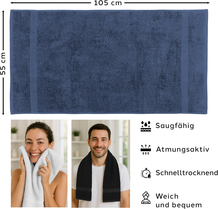 Caleffi Badetuch-Set, gross, 3 Stück, Grösse 55 x 105 cm, 100% Baumwolle, weich und saugfähig, ideal