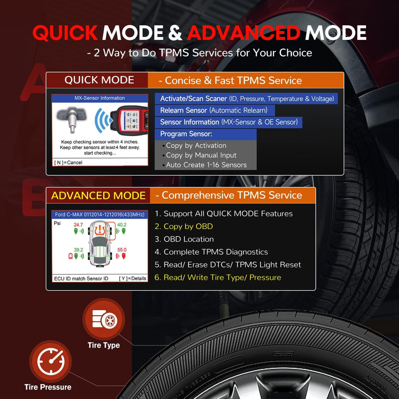 Autel MaxiTPMS TS508, Professional für Aktivieren/Neulernen Aller Sensoren, TPMS Reset, TPMS Program