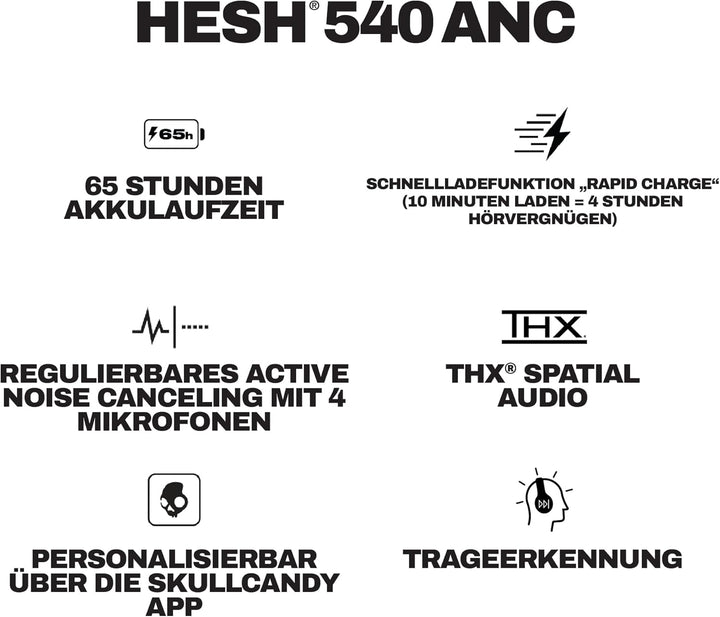 Skullcandy Hesh 540 ANC kabelloser Over-Ear-Bluetooth-Kopfhörer, mit THX Spatial Audio, Adaptive Noi