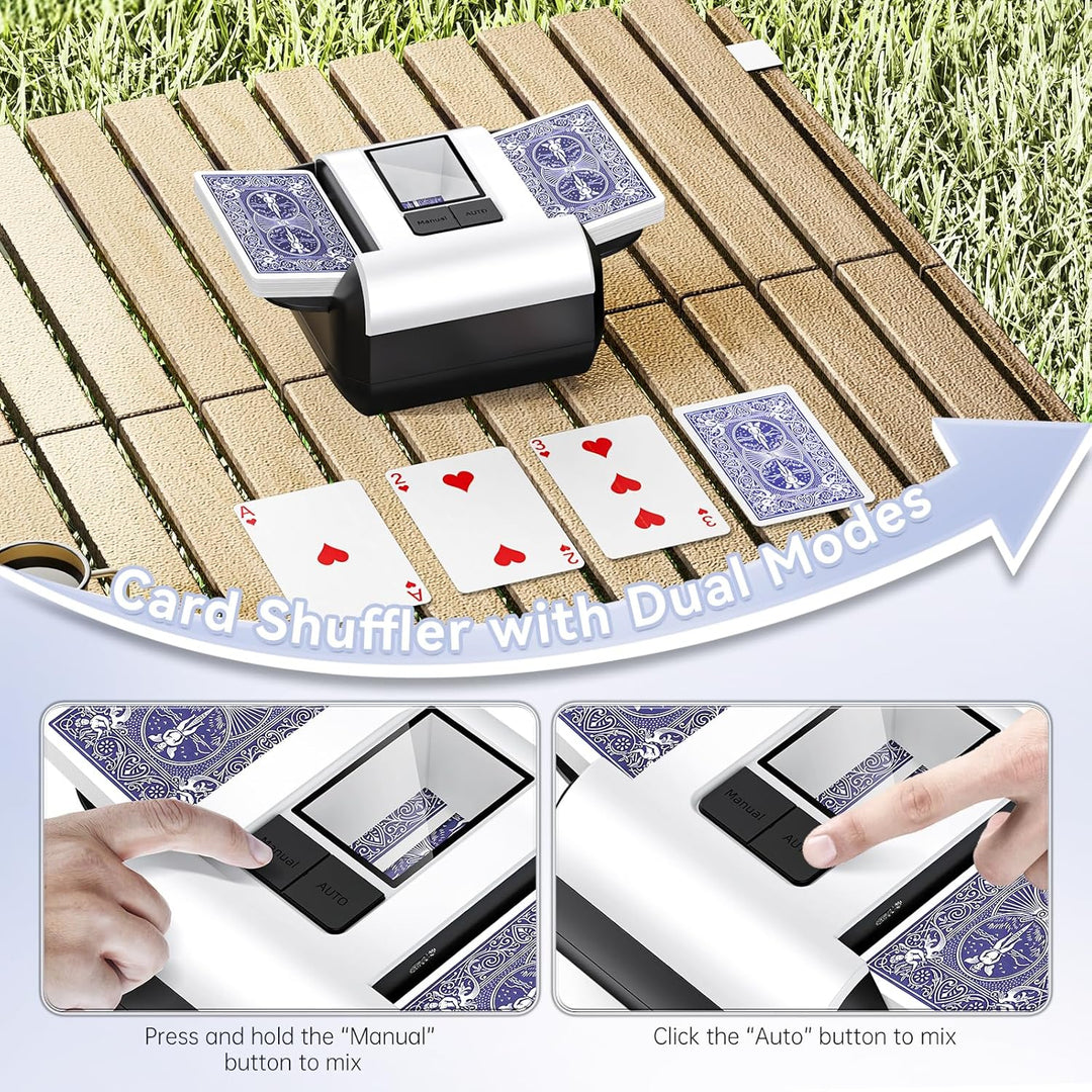 Automatischer Kartenschüttler für 1–2 Kartenspiele mit Zwei Modi (automatisch/manuell), über USB-C a