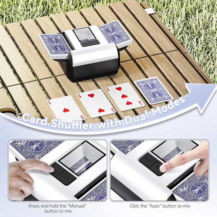 Automatischer Kartenschüttler für 1–2 Kartenspiele mit Zwei Modi (automatisch/manuell), über USB-C a
