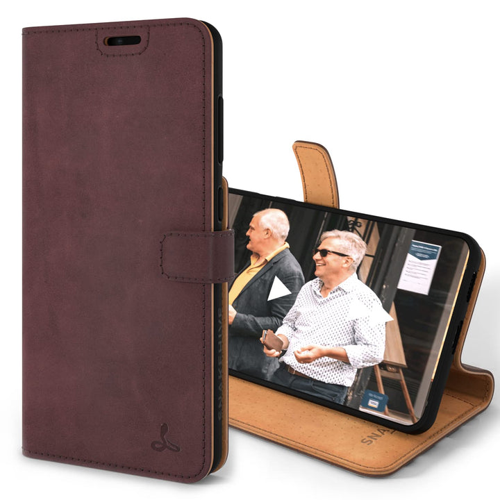 Snakehive Galaxy S21 FE 5G Hülle Leder | Stylische Handyhülle mit Kartenhalter & Standfuss | Handyhü