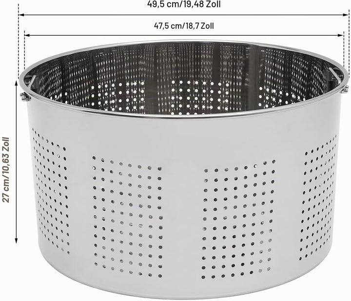 100L Kochtopf Suppentopf mit Deckel Edelstahl 49,5T x 49,5B x 50H cm Suppentopf mit Deckel und Korb,