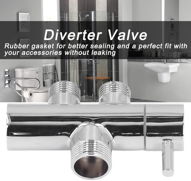 3-Wege-Umstellventil für die Dusche, G3/4 bis G1/2 Duscharm-Umsteller, Auslaufsicherer T-Anschluss,