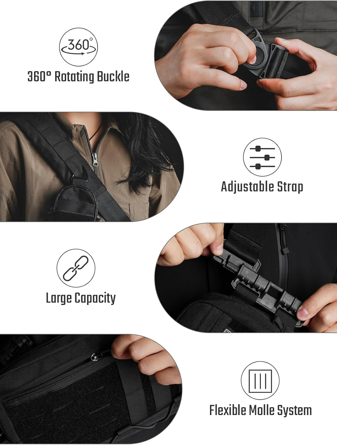 TACTICAL GEEK Cache L3 EDC Sling Bag Chest Crossbody Bag für Herren Damen, YKK Reissverschluss Umhän