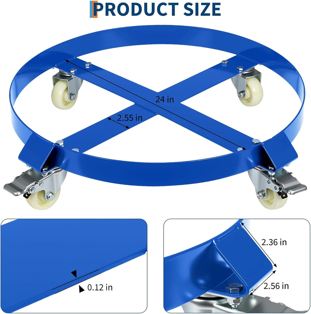 Garvee Fassroller,Rundes Rollbrett Aus Metall ø 64 cm,190L Transportroller Bis 1000 Lbs,Schwerlastro