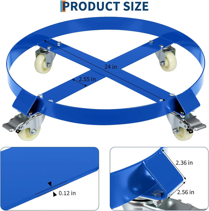 Garvee Fassroller,Rundes Rollbrett Aus Metall ø 64 cm,190L Transportroller Bis 1000 Lbs,Schwerlastro