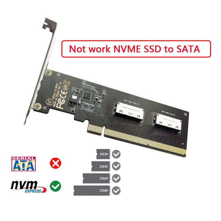 cablecc PCIE PCI-Express 16x auf Dual Oculink SFF-8612 SFF-8611 8X VROC Adapter für Mainboard SSD Gr