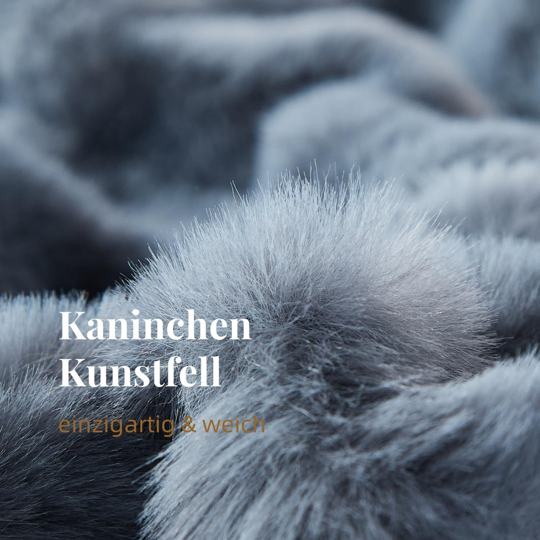 Kuscheldecke Farbverlauf Blau Graublau Weiss 220×240cm Flauschig Warm Weich Dick Sofadecke Couchdeck