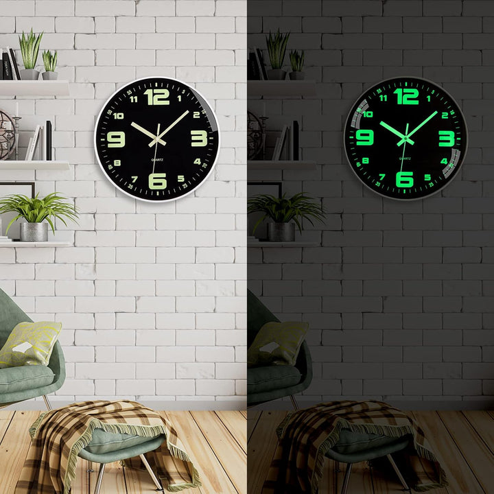 Leuchtend Wanduhr Ohne Tickgeräusche Lautlos 25cm Quarz Modern Gross Batterie Betriebene Wanduhr Ein