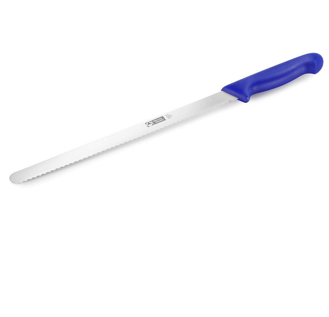 thermohauser Konditormesser (Stahl, rostfrei), einseitiger Wellenschliff, mit blauem Kunststoffgriff