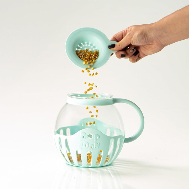 JOCCA Popcornbox aus Glas, 2,2 l, Silikon-Buttergitter, spülmaschinenfest, hohe Temperaturen, Gesund