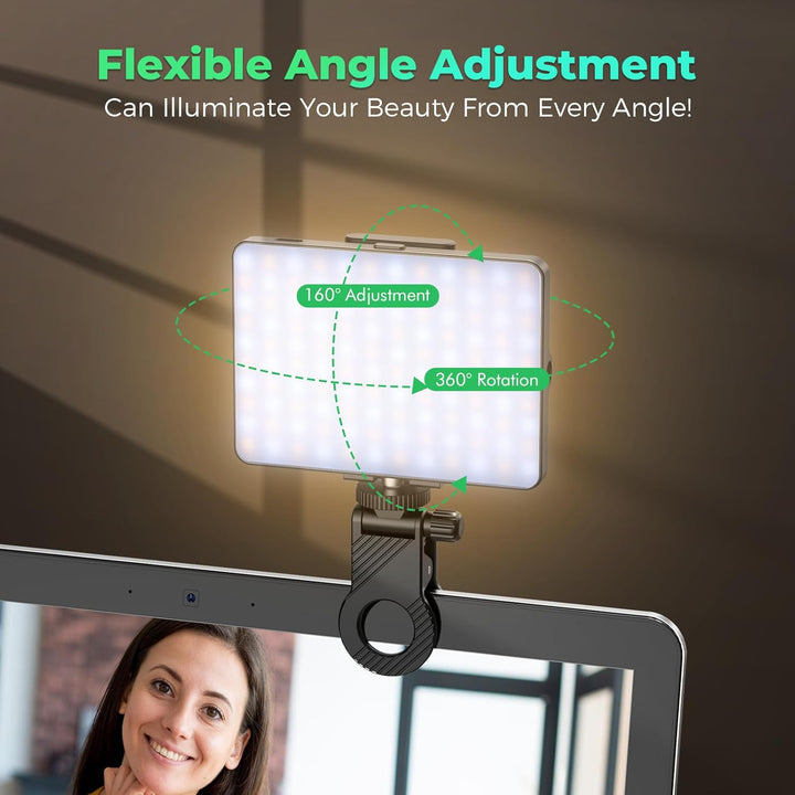 ETENTOUS Selfie Licht mit Clip, 80 LED Videolicht Dimmbare 3000K-9900K Handylicht, Eingebauten Recha