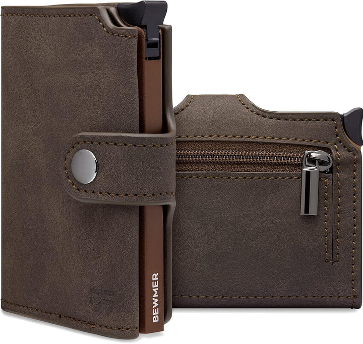 BEWMER 2 Shielded | Herren und Damen Slim Wallet mit RFID-Schutz Anti-Cloning | Kartenetui mit Münzf
