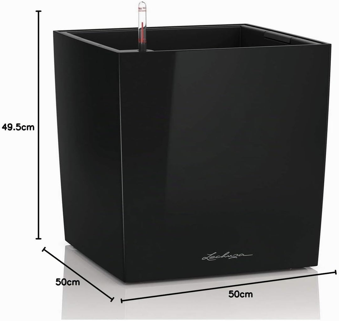 LECHUZA CUBE Premium 50 schwarz hochglanz 16569 49x49x49.5 cm Schwarz Hochglanz, 49x49x49.5 cm Schwa