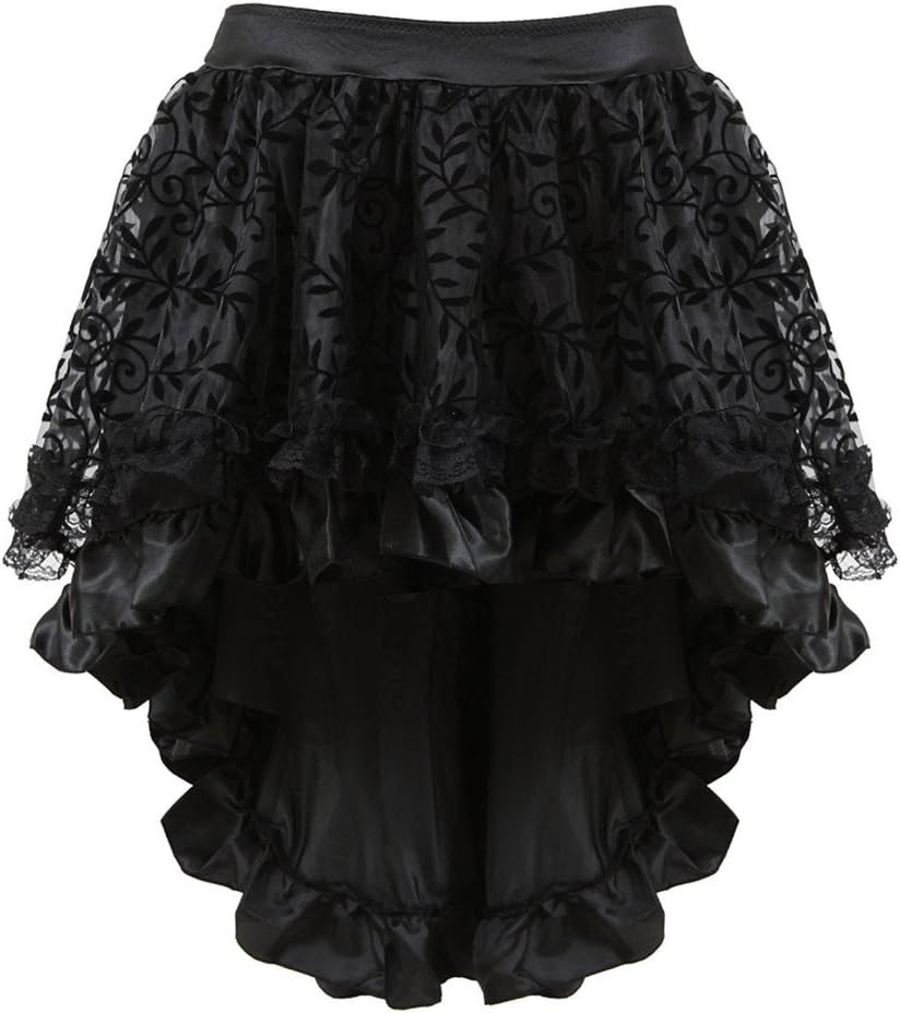 Grebrafan Gothic Korsett Corsage Taillen Korsett Dirndl Bluse Trachten Shirt mit Tüllrock 44-46 Blau