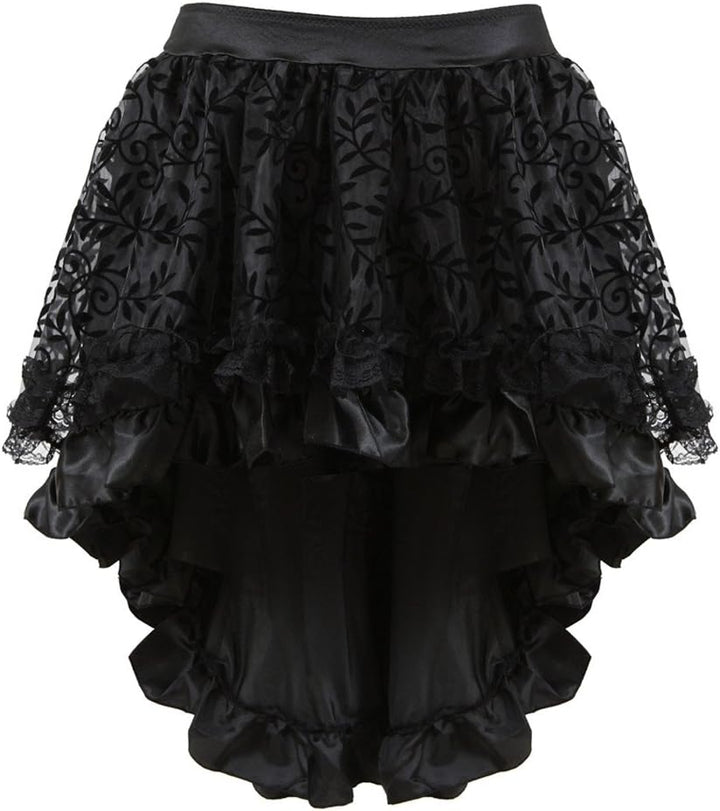 Grebrafan Gothic Korsett Corsage Taillen Korsett Dirndl Bluse Trachten Shirt mit Tüllrock 44-46 Blau