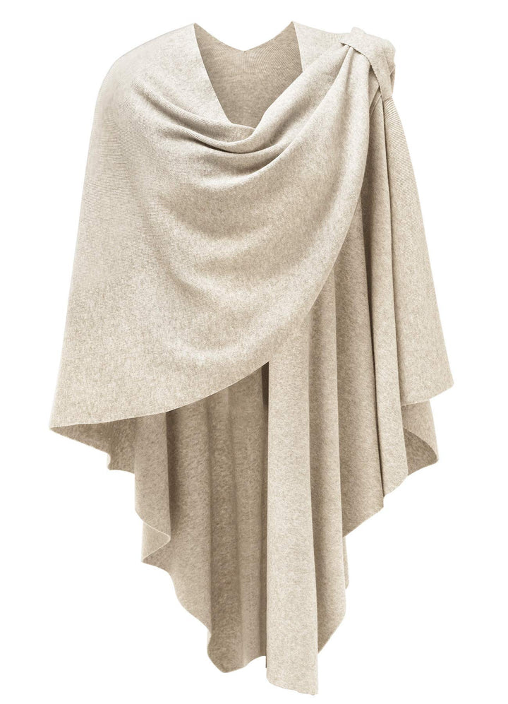 PULI Damen Poncho Schal Cashmere Feeling Strick Cape Cardigan Für Frauen Geschenk Für Mutter Beige E